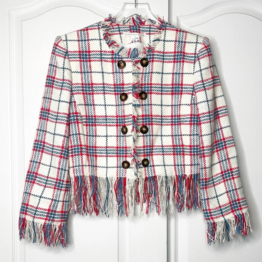 NWOT Veronica Beard Marlton Tweed Jacket Size Red White Blue Size 16 - Picture 5 of 16